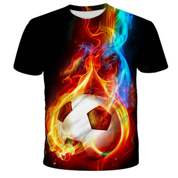 Μπλουζάκι Kawaii Football 3D Print Παιδικό μπλουζάκι με στρογγυλή λαιμόκοψη καλοκαιρινή μόδα για αγόρι κορίτσι Unisex Loose αθλητικά Παιδικά μπλουζάκια