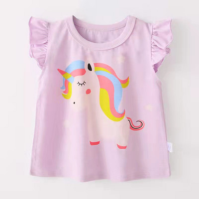 Jauni Bērnu meiteņu T krekls Vasaras Bērnu Kokvilnas Topi Toddler T-krekli Apģērbi Bērnu Apģērbi Karikatūras T-krekli Īsām piedurknēm 2-9G