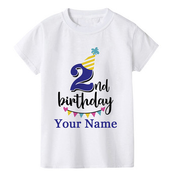 Име на номер за рожден ден на момче Карикатура Номер на тениска 1 2 3 4 5 6 7 8 9 Графични детски дрехи Тениски за рожден ден на деца Забавен подарък