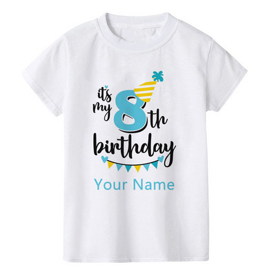 Dječakov rođendanski broj Ime Crtani broj majice 1 2 3 4 5 6 7 8 9 Grafička dječja odjeća Dječje rođendanske majice Smiješni poklon