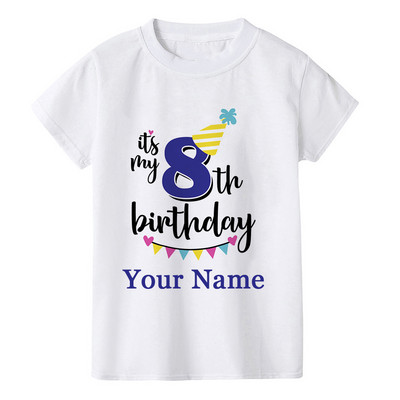 Dječakov rođendanski broj Ime Crtani broj majice 1 2 3 4 5 6 7 8 9 Grafička dječja odjeća Dječje rođendanske majice Smiješni poklon