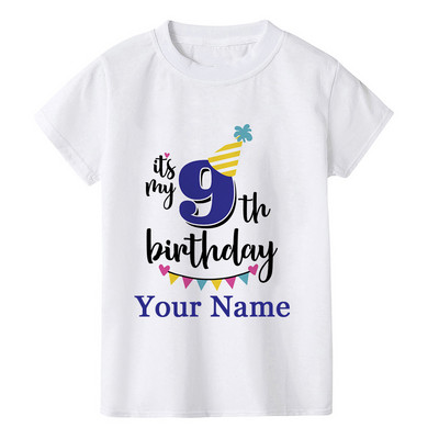 Dječakov rođendanski broj Ime Crtani broj majice 1 2 3 4 5 6 7 8 9 Grafička dječja odjeća Dječje rođendanske majice Smiješni poklon