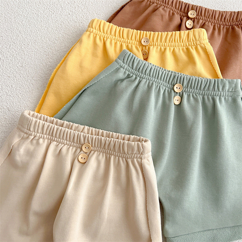 Ljeto 2023. za dječaka i djevojčicu za bebe, ležerne, jednobojne kratke hlače za plažu, dječje široke široke hlače srednje veličine za novorođenčad, pamučne modne hlače širokih nogavica