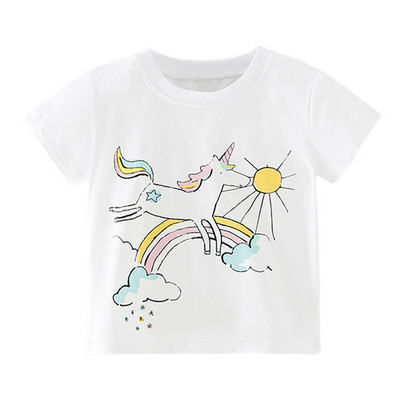 Pamučne majice za djevojčice od 2 do 8 godina, slatka dječja majica s printom jednoroga za djevojčice, dječja ljetna majica kratkih rukava, dječja odjeća