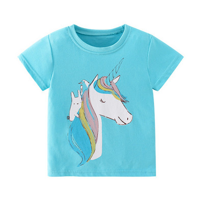 Pamučne majice za djevojčice od 2 do 8 godina, slatka dječja majica s printom jednoroga za djevojčice, dječja ljetna majica kratkih rukava, dječja odjeća