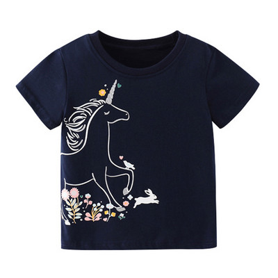 Pamučne majice za djevojčice od 2 do 8 godina, slatka dječja majica s printom jednoroga za djevojčice, dječja ljetna majica kratkih rukava, dječja odjeća
