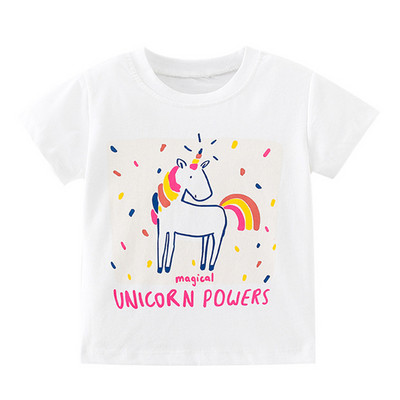 Pamučne majice za djevojčice od 2 do 8 godina, slatka dječja majica s printom jednoroga za djevojčice, dječja ljetna majica kratkih rukava, dječja odjeća