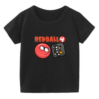 2022 г. Тениски със забавни момчета Подарък Магазин за игри Червена топка 4 Тениски с анимационен принт Модни ежедневни бебешки тениски Хип-хоп горнища с къс ръкав