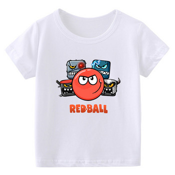2022 г. Тениски със забавни момчета Подарък Магазин за игри Червена топка 4 Тениски с анимационен принт Модни ежедневни бебешки тениски Хип-хоп горнища с къс ръкав