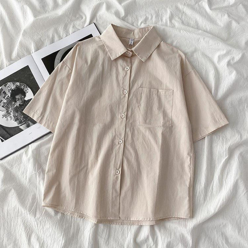 Dámske košele, jednoduché, základné, nový dizajn, kórejská móda, vysokoškolské vrecká, letné, univerzálne, ležérne, trendy, dámske košele, útulné, s kapucňou