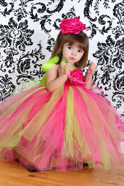 Warna Pelangi Gadis Bunga Tutu Gaun Anak Berbulu Vintage Gaun balska haljina od tila s Ikat Kepala Anak Gaun Pesta Kostum