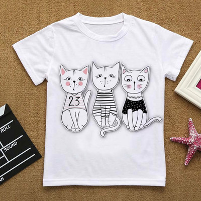 Λουλούδια Καλοκαιρινά Ρούχα Love You Γάτα Κινούμενα σχέδιαΤΠουκάμισο Βρεφικά πράγματα για κορίτσια Ρούχα για αγόρι μπλουζάκι Παιδικό μπλουζάκι αγόρι λευκό κοντομάνικο μπλουζάκι