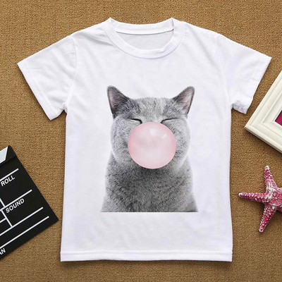 Λουλούδια Καλοκαιρινά Ρούχα Love You Γάτα Κινούμενα σχέδιαΤΠουκάμισο Βρεφικά πράγματα για κορίτσια Ρούχα για αγόρι μπλουζάκι Παιδικό μπλουζάκι αγόρι λευκό κοντομάνικο μπλουζάκι