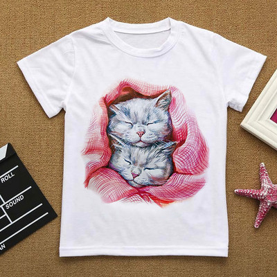 Λουλούδια Καλοκαιρινά Ρούχα Love You Γάτα Κινούμενα σχέδιαΤΠουκάμισο Βρεφικά πράγματα για κορίτσια Ρούχα για αγόρι μπλουζάκι Παιδικό μπλουζάκι αγόρι λευκό κοντομάνικο μπλουζάκι