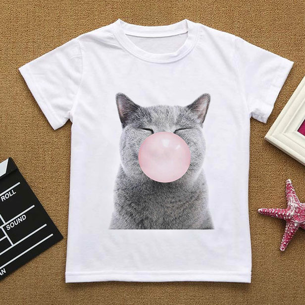 Λουλούδια Καλοκαιρινά Ρούχα Love You Γάτα Κινούμενα σχέδιαΤΠουκάμισο Βρεφικά πράγματα για κορίτσια Ρούχα για αγόρι μπλουζάκι Παιδικό μπλουζάκι αγόρι λευκό κοντομάνικο μπλουζάκι