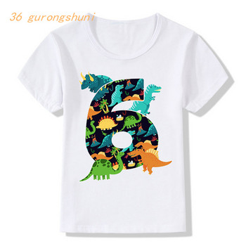 тениска за момчета тениски Честит рожден ден 2 3 4 5 години тениска за деца анимационни динозаври тениски горнища за момичета ризи детски дрехи