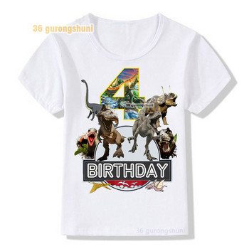 тениска за момчета тениски Честит рожден ден 2 3 4 5 години тениска за деца анимационни динозаври тениски горнища за момичета ризи детски дрехи