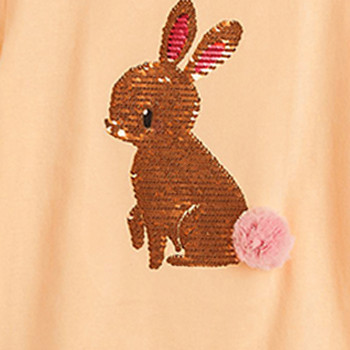 Little maven 2023 Baby Girls Summer T-shirt Lovely Pink Rabbit Sequin Βαμβακερά μπλουζάκια Μαλακά και άνετα καθημερινά ρούχα για παιδιά