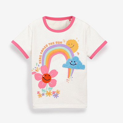 Little Maven 2023 Baby Girls nyári póló Lovely Pink Rabbit flitteres pamut felsők Puha és kényelmes alkalmi ruhák gyerekeknek