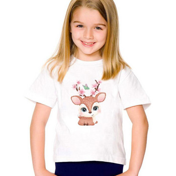Сладко момиче с карикатура на бухал Детски тениски Момичета Летни дрехи за еднорог Бебешки тениски Детски нови дрехи с ръкави Графична тениска Тениска