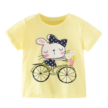 Детска тениска 2-8 години, памучни тениски за момичета, анимационни шарки, сладки за момичета, деца, лятно детско облекло с къс ръкав