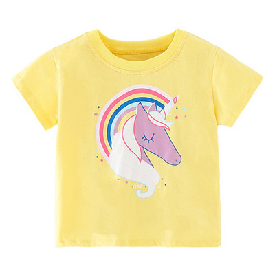 Dječja majica kratkih rukava 2-8 godina Pamučne majice kratkih rukava za djevojčice Slatki crtani uzorci za djevojčice Dječja ljetna odjeća za dojenčad kratkih rukava