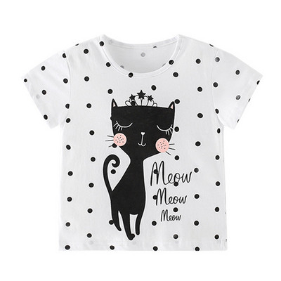Dječja majica kratkih rukava 2-8 godina Pamučne majice kratkih rukava za djevojčice Slatki crtani uzorci za djevojčice Dječja ljetna odjeća za dojenčad kratkih rukava