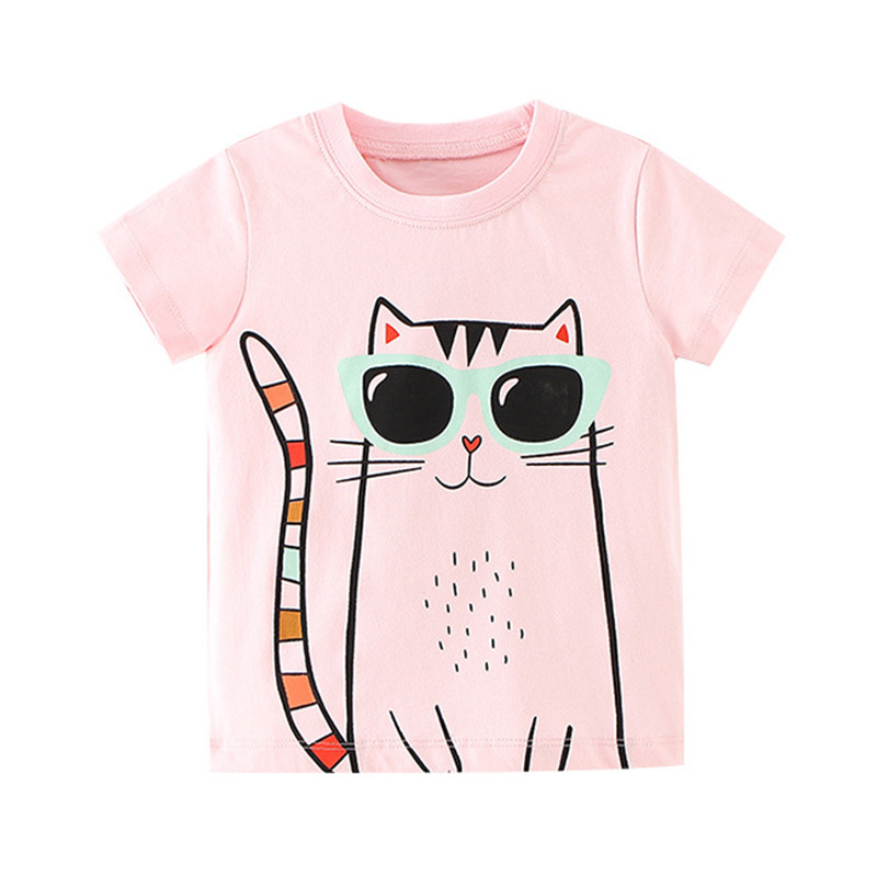 Dječja majica kratkih rukava 2-8 godina Pamučne majice kratkih rukava za djevojčice Slatki crtani uzorci za djevojčice Dječja ljetna odjeća za dojenčad kratkih rukava
