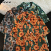 Košele Dámske Vrecká Univerzálne Retro Vintage Nový Dizajn Letné Štýlové Streetwear Útulné Tričká Ženy Kvetinové Ležérne Jednoduché Bf