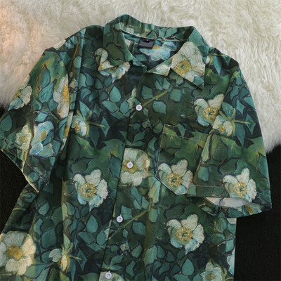 Košele Dámske Vrecká Univerzálne Retro Vintage Nový Dizajn Letné Štýlové Streetwear Útulné Tričká Ženy Kvetinové Ležérne Jednoduché Bf