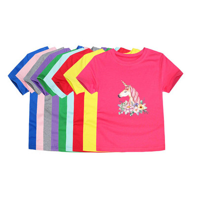 2-12 години Детска тениска Ризи за момичета Тениска с еднорог Карикатура Детска тениска Памучни тениски за тийнейджъри Облекло за момичета Летни дрехи