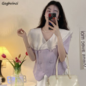 M-4XL Košulje kratkih rukava Ženski dizajn s gumbima Nabrane prugaste ležerne modne Ulzzang slatke ljetne košulje za sve kombinacije Femme Chic