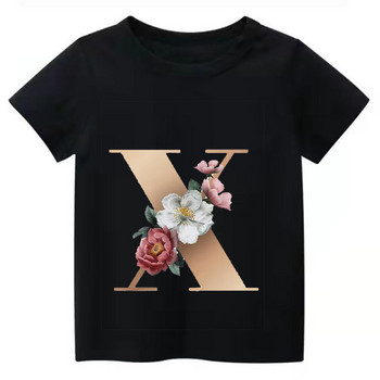 Summe Retro Flowers ABCD Детска тениска Kawaii Trend T Shirt Harajuku Letter Ежедневни дрехи Деца Момиче Момче Горнища с къс ръкав