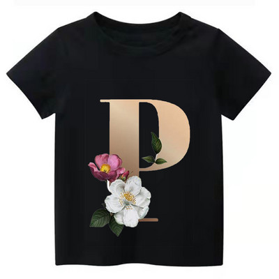 Summe Retro Flowers ABCD Dječja majica Kawaii Trend Majica Harajuku Slovo Ležerna odjeća Dječja majica za djevojčice i dječake Majice kratkih rukava