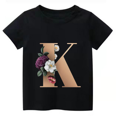 Summe Retro Flowers ABCD Dječja majica Kawaii Trend Majica Harajuku Slovo Ležerna odjeća Dječja majica za djevojčice i dječake Majice kratkih rukava