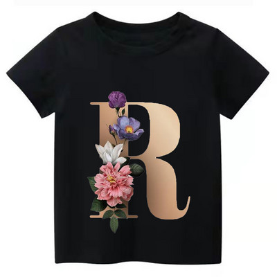 Summe Retro Flowers ABCD Dječja majica Kawaii Trend Majica Harajuku Slovo Ležerna odjeća Dječja majica za djevojčice i dječake Majice kratkih rukava
