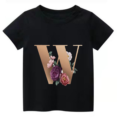 Summe Retro Flowers ABCD Dječja majica Kawaii Trend Majica Harajuku Slovo Ležerna odjeća Dječja majica za djevojčice i dječake Majice kratkih rukava