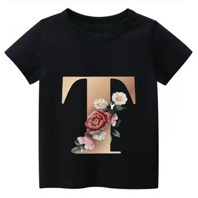 Summe Retro Flowers ABCD Dječja majica Kawaii Trend Majica Harajuku Slovo Ležerna odjeća Dječja majica za djevojčice i dječake Majice kratkih rukava