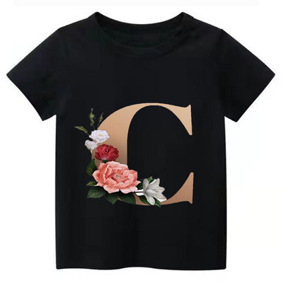 Summe Retro Flowers ABCD Dječja majica Kawaii Trend Majica Harajuku Slovo Ležerna odjeća Dječja majica za djevojčice i dječake Majice kratkih rukava