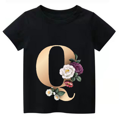 Summe Retro Flowers ABCD Dječja majica Kawaii Trend Majica Harajuku Slovo Ležerna odjeća Dječja majica za djevojčice i dječake Majice kratkih rukava