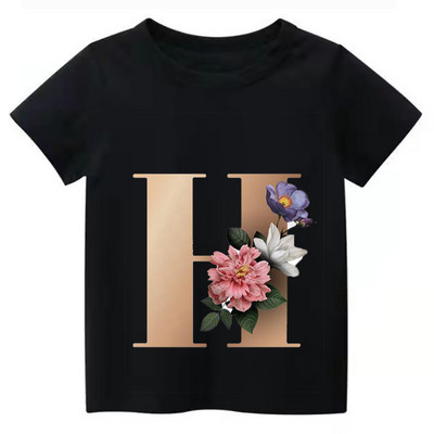 Summe Retro Flowers ABCD Dječja majica Kawaii Trend Majica Harajuku Slovo Ležerna odjeća Dječja majica za djevojčice i dječake Majice kratkih rukava