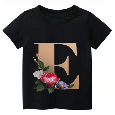 Summe Retro Flowers ABCD Dječja majica Kawaii Trend Majica Harajuku Slovo Ležerna odjeća Dječja majica za djevojčice i dječake Majice kratkih rukava