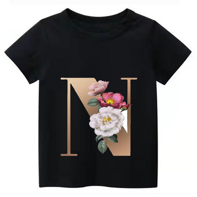 Summe Retro Flowers ABCD Dječja majica Kawaii Trend Majica Harajuku Slovo Ležerna odjeća Dječja majica za djevojčice i dječake Majice kratkih rukava