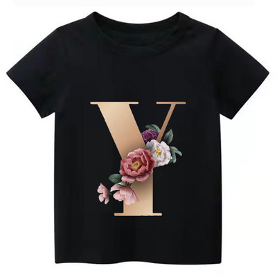 Summe Retro Flowers ABCD Dječja majica Kawaii Trend Majica Harajuku Slovo Ležerna odjeća Dječja majica za djevojčice i dječake Majice kratkih rukava