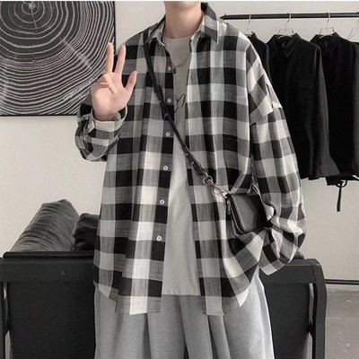 Ingek, Női, alkalmi, kockás utcai ruházat, tavaszi divat, koreai stílus, egyszerű diákok, harajuku, női zsebek, alapkivitel