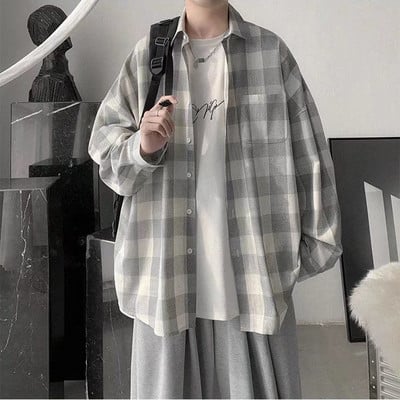 Ingek, Női, alkalmi, kockás utcai ruházat, tavaszi divat, koreai stílus, egyszerű diákok, harajuku, női zsebek, alapkivitel