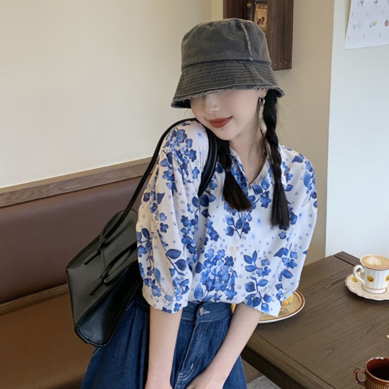 Dámske košele s vrúbkovaným vzorom, jemné voľné, módne, elegantné, francúzske, ležérne, letné, estetické, streetwear, univerzálne, pre ženy
