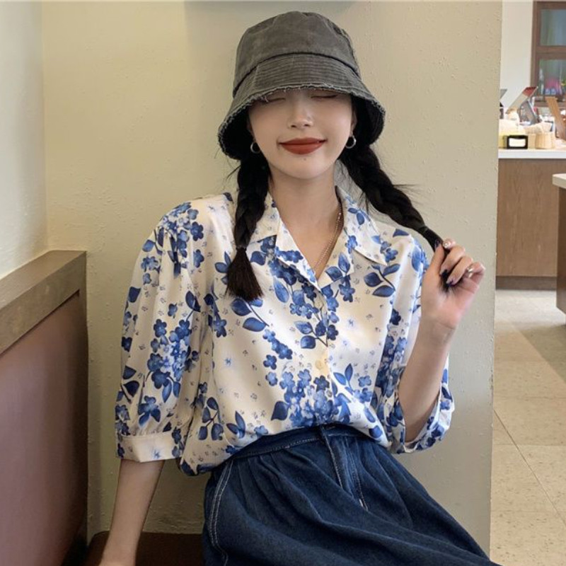 Dámske košele s vrúbkovaným vzorom, jemné voľné, módne, elegantné, francúzske, ležérne, letné, estetické, streetwear, univerzálne, pre ženy