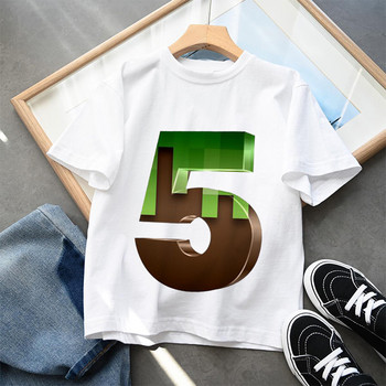 Нова тениска Happy Birthda Baby Kids Cartoon Print Mc Game Number 2-9th Name Print Детски тениски Подарък тениска за момче и момиче Подарък