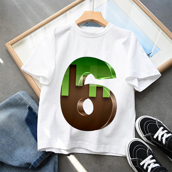 Νέο Happy Birthda Baby Kids Cartoon Print Mc Game Number 2-9th Name Print Tshirt Παιδικά T-shirts Boy & Girl Gift Tshirt Δώρο